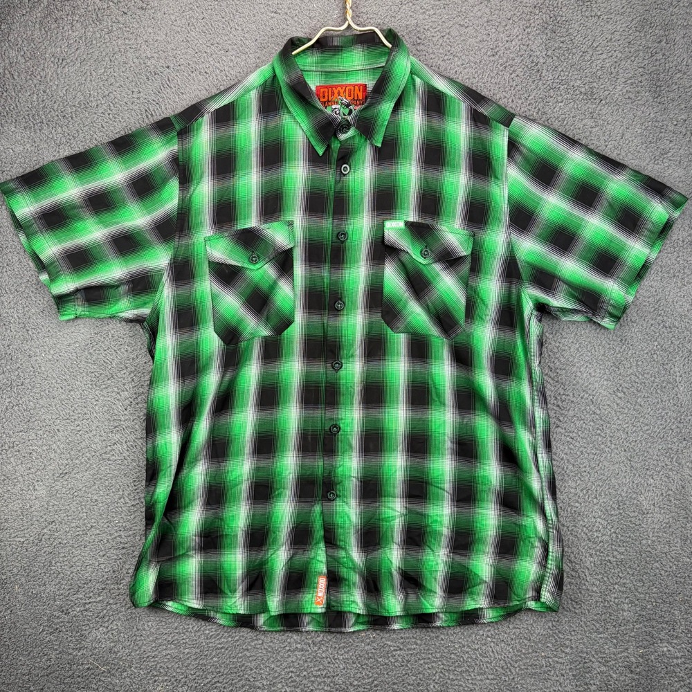 Dixxon Flannel Co O'Malley Green Black Plaid Bamboo Short Sleeve Shirt 2X Womens